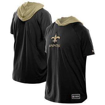 Men's New Era Black New Orleans Saints Combine Authentic Hooded Raglan Short-Sleeve T-Shirt