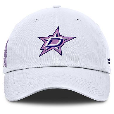 Men's Fanatics White Dallas Stars Authentic Pro Hockey Fights Cancer Adjustable Hat