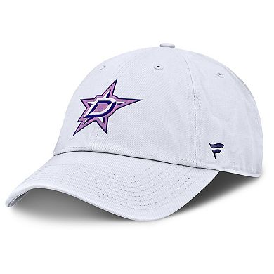 Men's Fanatics White Dallas Stars Authentic Pro Hockey Fights Cancer Adjustable Hat