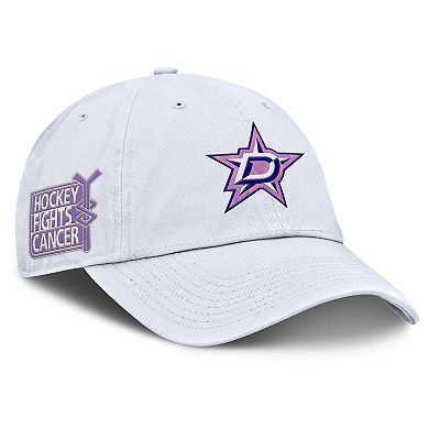 Men's Fanatics White Dallas Stars Authentic Pro Hockey Fights Cancer Adjustable Hat