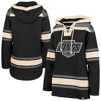 Women's '47 Black Los Angeles Kings Superior Lacer Pullover Hoodie