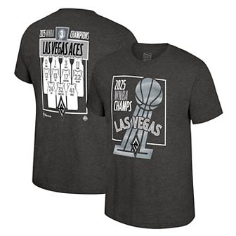 Unisex Stadium Essentials Heather Charcoal Las Vegas Aces 2025 WNBA Finals Champions Jersey Roster T-Shirt