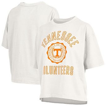 Women's Pressbox White Tennessee Volunteers Motley Crew Bishop Waist Length Oversized T-Shirt