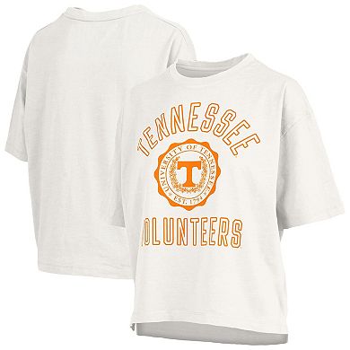 Women's Pressbox White Tennessee Volunteers Motley Crew Bishop Waist Length Oversized T-Shirt