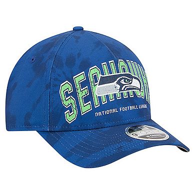 Men's New Era Blue Seattle Seahawks Tie Dye Fade 9Forty M-Crown A-Frame Adjustable Hat