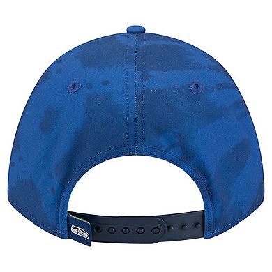 Men's New Era Blue Seattle Seahawks Tie Dye Fade 9Forty M-Crown A-Frame Adjustable Hat