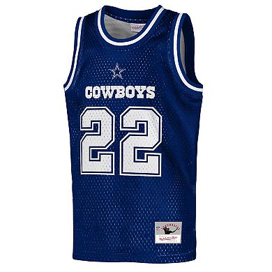 Youth Mitchell & Ness Emmitt Smith Navy Dallas Cowboys Retired Player NFL Basketball Fashion Jersey