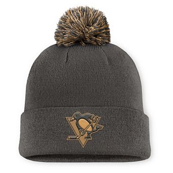 Men's Fanatics Charcoal Pittsburgh Penguins Authentic Pro Military Appreciation Cuffed Knit Hat with Pom