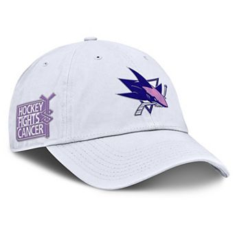 Men's Fanatics White San Jose Sharks Authentic Pro Hockey Fights Cancer Adjustable Hat