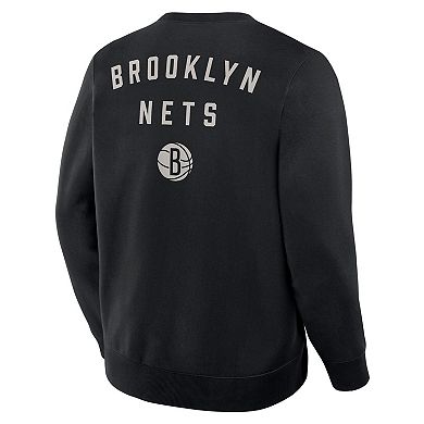 Men's Fanatics Black Brooklyn Nets Crossover Collection Defensive Rotation Drill Premium Pullover Sweatshirt