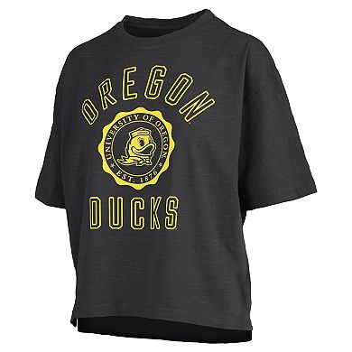 Women's Pressbox Black Oregon Ducks Motley Crew Bishop Waist Length Oversized T-Shirt