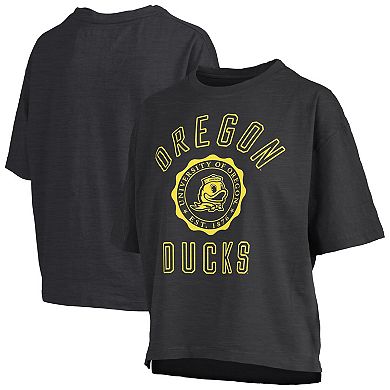 Women's Pressbox Black Oregon Ducks Motley Crew Bishop Waist Length Oversized T-Shirt