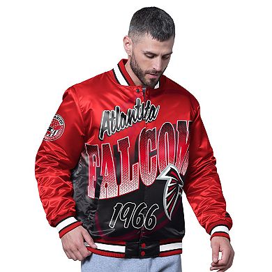 Men's Starter Red Atlanta Falcons Pass Rush Varsity Full-Snap Jacket