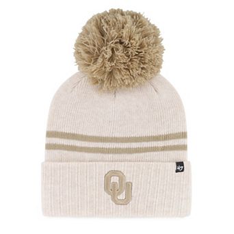 Women's '47 Natural Oklahoma Sooners Core & Inline Latte Cuffed Knit Hat with Pom