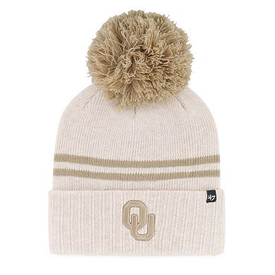 Women's '47 Natural Oklahoma Sooners Core & Inline Latte Cuffed Knit Hat with Pom