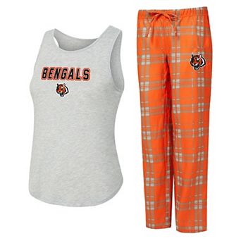 Women's Concepts Sport Heather Gray/Orange Cincinnati Bengals Regulate Plaid Tank Top & Pants Sleep Set