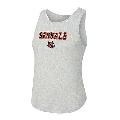 Women's Concepts Sport Heather Gray/Orange Cincinnati Bengals Regulate Plaid Tank Top & Pants Sleep Set