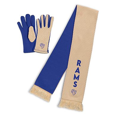 Women's WEAR by Erin Andrews Los Angeles Rams Tonal Microcheck Scarf & Glove Set