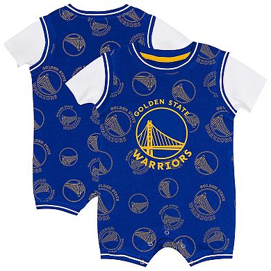 Infant Outerstuff Royal Golden State Warriors Logo Mania Romper