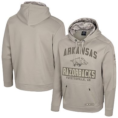 Men's Colosseum Oatmeal Arkansas Razorbacks Operation Hat Trick Battalion Hoodie
