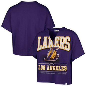 Women's '47 Purple Los Angeles Lakers Elation Oversized Notch Neck T-Shirt