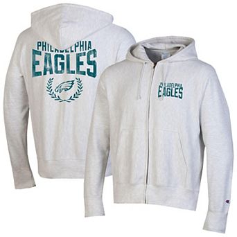 Men's Champion Heather Gray Philadelphia Eagles Reverse Weave Full-Zip Hoodie