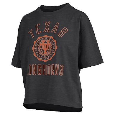 Women's Pressbox Black Texas Longhorns Motley Crew Bishop Waist Length Oversized T-Shirt