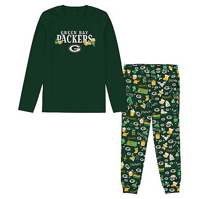 Preschool Outerstuff Green Green Bay Packers Chestnut Holiday Sleep Set