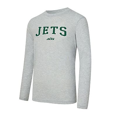 Men's Concepts Sport Green/Heather Gray New York Jets Regulate Long Sleeve T-Shirt and Plaid Pant Set