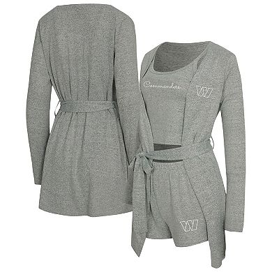 "Women's Concepts Sport Heather Gray Washington Commanders Rigor Tank, Short & Robe Set"