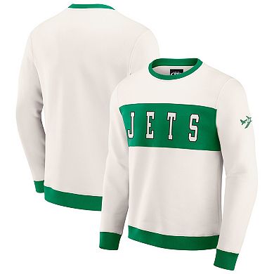 Men's Darius Rucker Collection by Fanatics Cream New York Jets Colorblock Pullover Sweatshirt