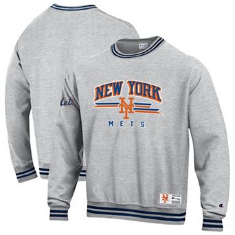 Men's Champion Heather Gray New York Mets Reverse Weave Fleece Sweatshirt