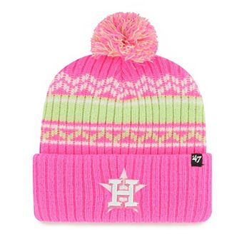 Youth '47 Pink Houston Astros Polar Vortex Cuffed Knit Hat with Pom