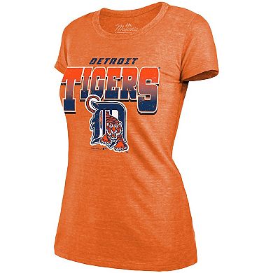 Women's Majestic Threads Orange Detroit Tigers Khaki Wacky Co-op Tri-Blend T-Shirt