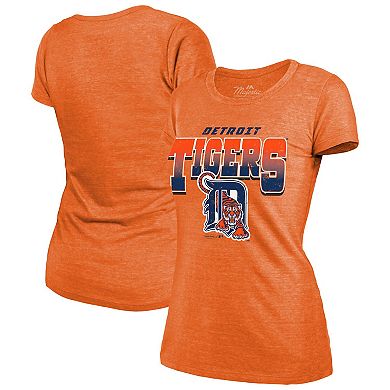 Women's Majestic Threads Orange Detroit Tigers Khaki Wacky Co-op Tri-Blend T-Shirt