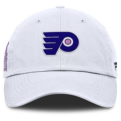 Men's Fanatics White Philadelphia Flyers Authentic Pro Hockey Fights Cancer Adjustable Hat