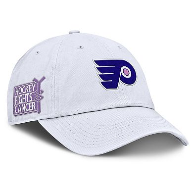 Men's Fanatics White Philadelphia Flyers Authentic Pro Hockey Fights Cancer Adjustable Hat