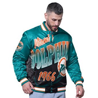 Men's Starter Aqua Miami Dolphins Pass Rush Varsity Full-Snap Jacket