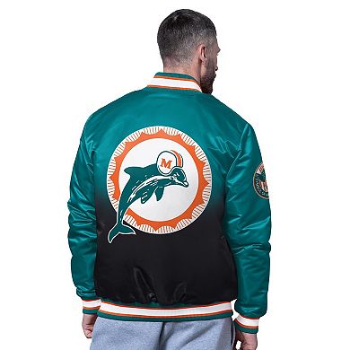 Men's Starter Aqua Miami Dolphins Pass Rush Varsity Full-Snap Jacket