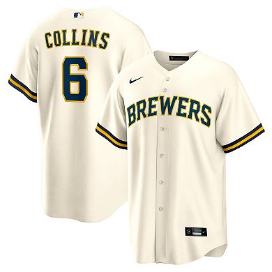 Men's Nike Isaac Collins Cream Milwaukee Brewers Home Replica Jersey