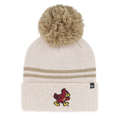 Women's '47 Natural Iowa State Cyclones Core & Inline Latte Cuffed Knit Hat with Pom