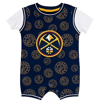 Infant Outerstuff Navy Denver Nuggets Logo Mania Romper