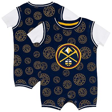 Infant Outerstuff Navy Denver Nuggets Logo Mania Romper