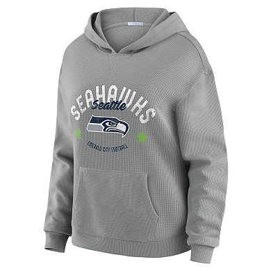 Women's WEAR by Erin Andrews Gray Seattle Seahawks Plus Size Waffle-Knit Long Sleeve Hooded Shirt & Pants Lounge Set
