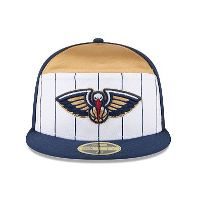 Men's New Era White/Navy New Orleans Pelicans 2025 NBA Tip Off Split Panel 59FIFTY Fitted Hat