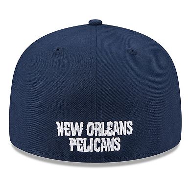 Men's New Era White/Navy New Orleans Pelicans 2025 NBA Tip Off Split Panel 59FIFTY Fitted Hat