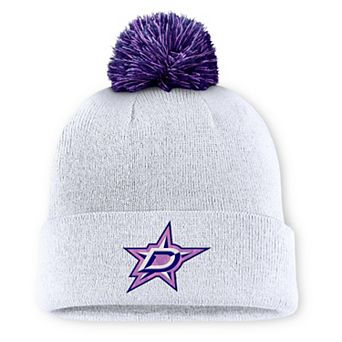 Men's Fanatics White Dallas Stars Authentic Pro Hockey Fights Cancer Cuffed Knit Hat with Pom