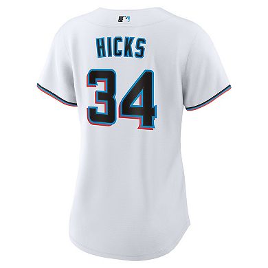 Women's Nike Liam Hicks White Miami Marlins Home Replica Jersey