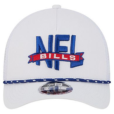 Men's New Era White Buffalo Bills NFL 9FORTY A-Frame M-Crown Adjustable Trucker Hat