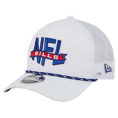 Men's New Era White Buffalo Bills NFL 9FORTY A-Frame M-Crown Adjustable Trucker Hat